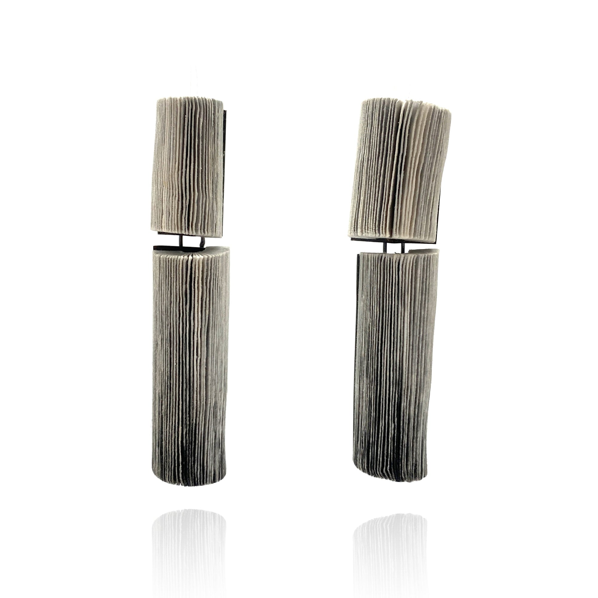 Grey Rectangular Drop Earrings-Earrings-Naoko Yoshizawa-Pistachios