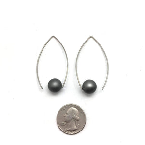 Gunmetal Inverted Sphere Earrings-Earrings-Ursula Muller-Pistachios