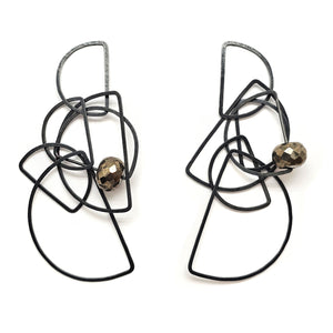 Half Tangle Pyrite Earrings-Earrings-Heather Guidero-Pistachios