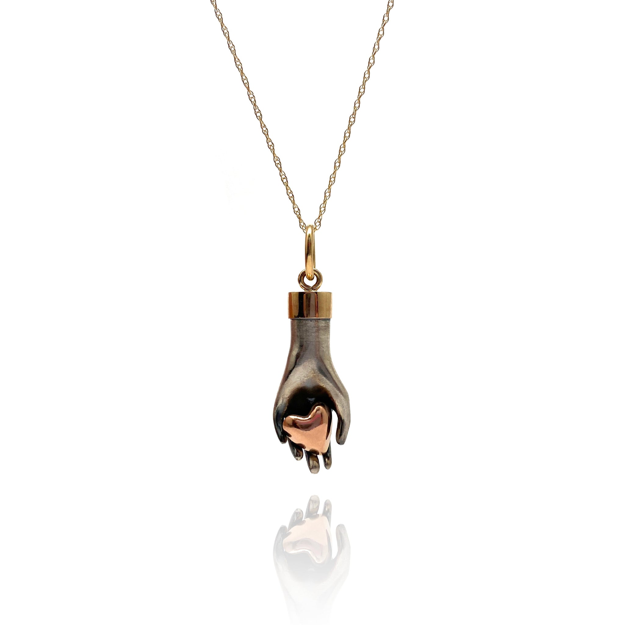 Hand on sales heart necklace