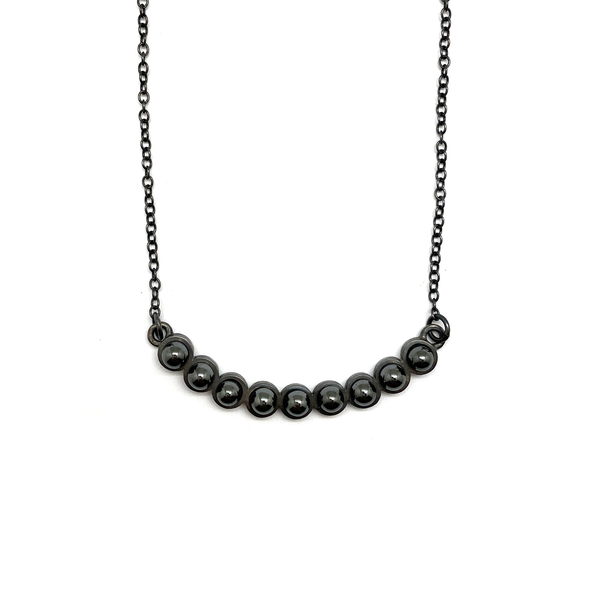 Hematite Arc Necklace-Necklaces-Elisa Bongfeldt-Pistachios