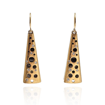 Hollow Gold and Black Earrings