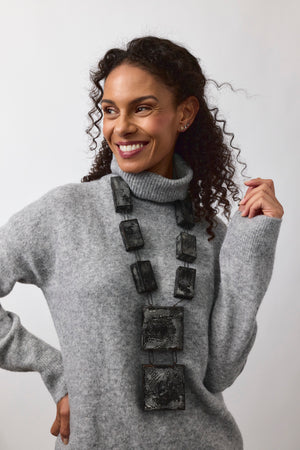 Hollow Steel Mesh Statement Necklace
