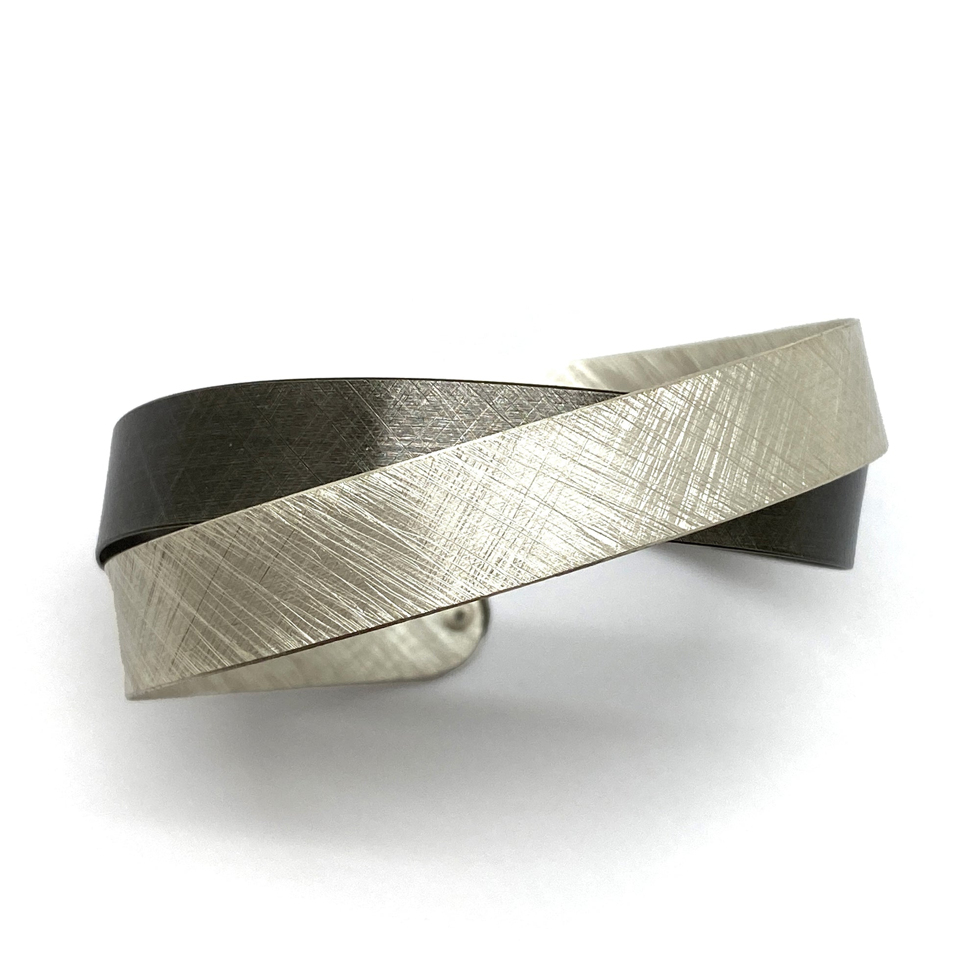 Oxidized and Bright Silver Coil Bracelet-Bracelets-Mariusz Fatyga-Pistachios