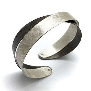 Oxidized and Bright Silver Coil Bracelet-Bracelets-Mariusz Fatyga-Pistachios