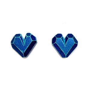 3D Blue Heart Studs-Earrings-Eva Burton-Pistachios
