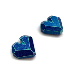 3D Blue Heart Studs-Earrings-Eva Burton-Pistachios