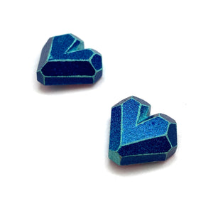 3D Blue Heart Studs-Earrings-Eva Burton-Pistachios