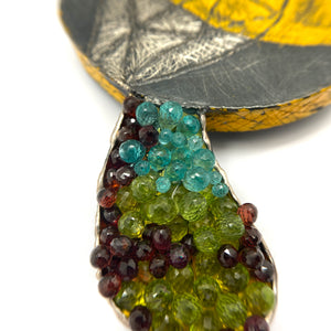 Powder Coated and Garnet Brooch - Pistachios