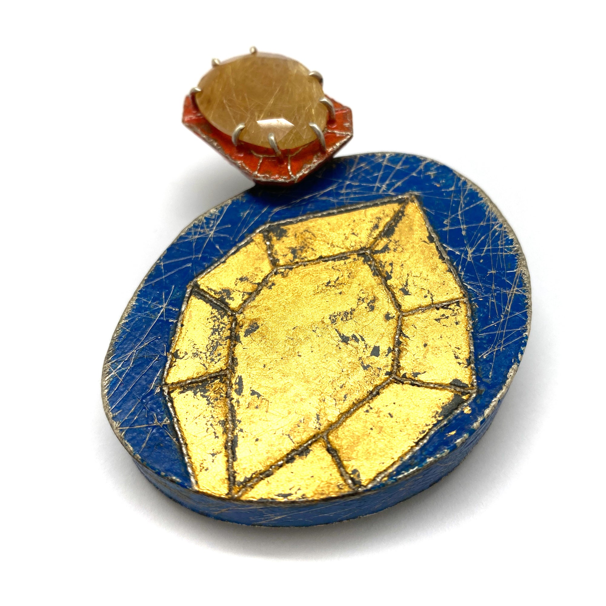 Powder Coated and Quartz Brooch - Pistachios
