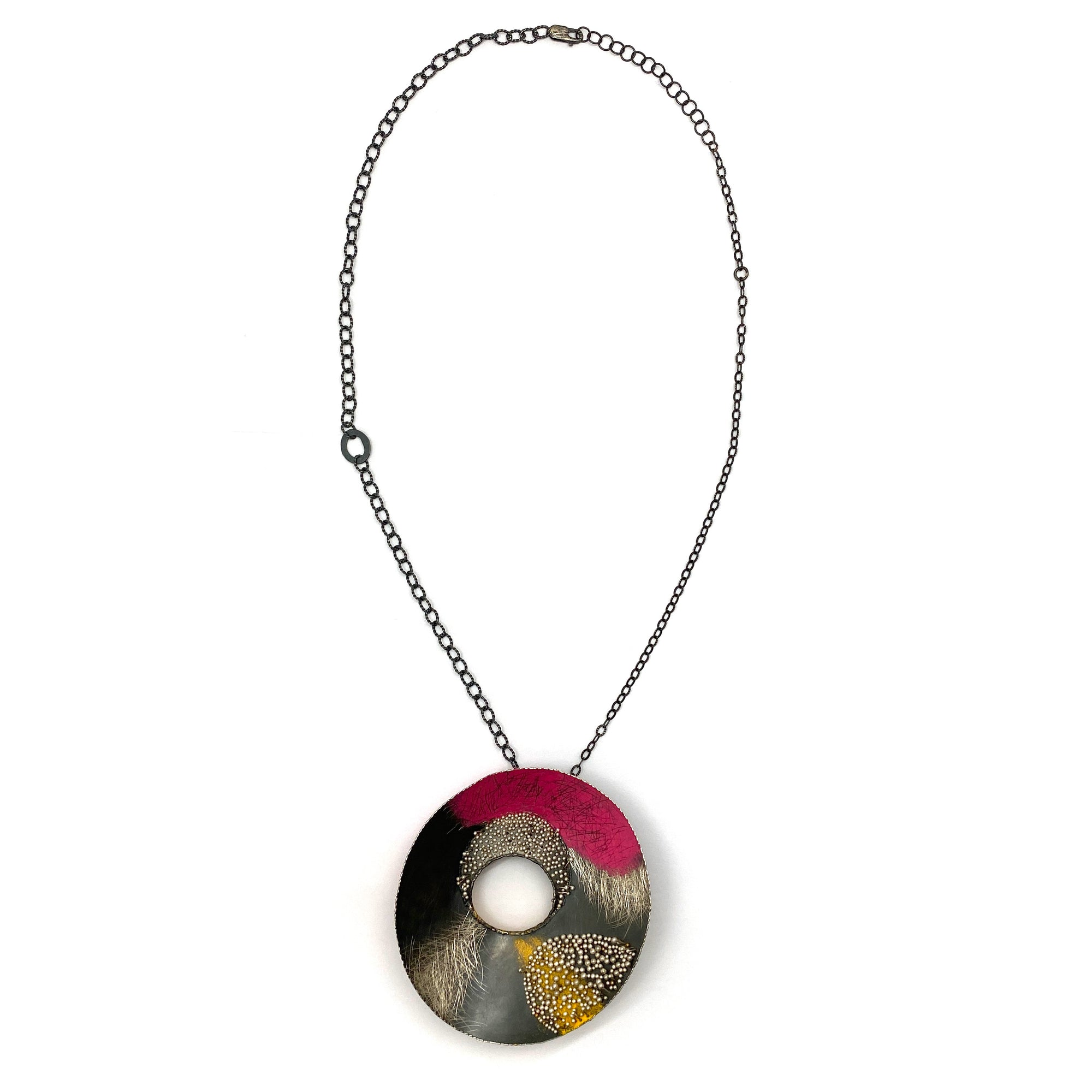 Pink and Silver Concave Necklace - Pistachios