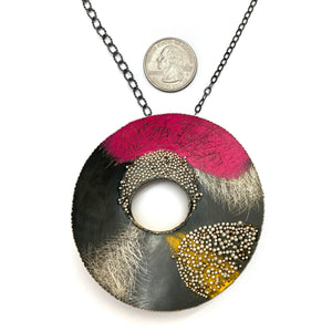 Pink and Silver Concave Necklace - Pistachios