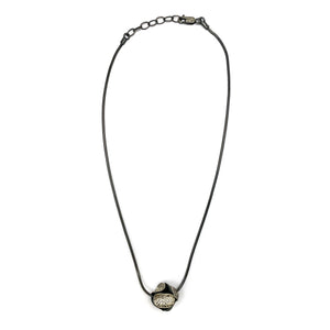 Etched Silver Sphere Necklace - Pistachios