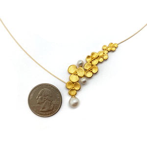Asymmetrical Floral Pearl Necklace-Necklaces-Bernd Wolf-Pistachios