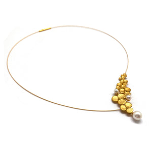 Asymmetrical Floral Pearl Necklace-Necklaces-Bernd Wolf-Pistachios