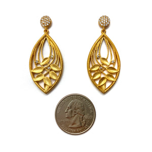 Floral and Pave Earrings-Earrings-Bernd Wolf-Pistachios