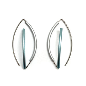 Ice Blue & Silver 3D Bow Earrings - Round Tubing-Earrings-Ursula Muller-Pistachios
