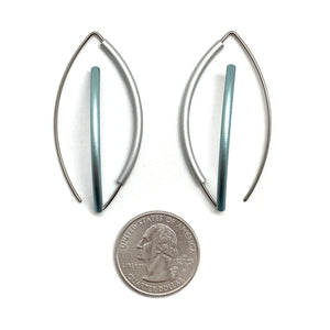 Ice Blue & Silver 3D Bow Earrings - Round Tubing-Earrings-Ursula Muller-Pistachios