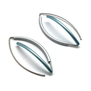 Ice Blue & Silver 3D Bow Earrings - Round Tubing-Earrings-Ursula Muller-Pistachios