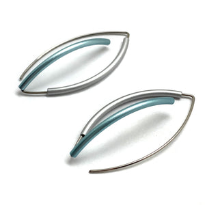 Ice Blue & Silver 3D Bow Earrings - Round Tubing-Earrings-Ursula Muller-Pistachios