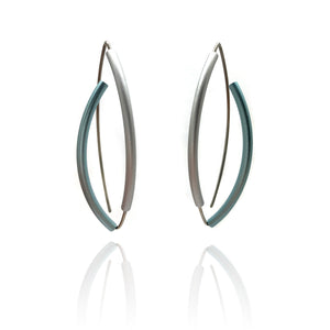 Ice Blue & Silver 3D Bow Earrings - Round Tubing-Earrings-Ursula Muller-Pistachios