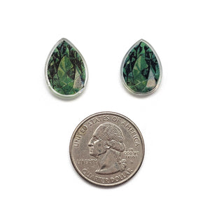 Illustrated Emerald Studs