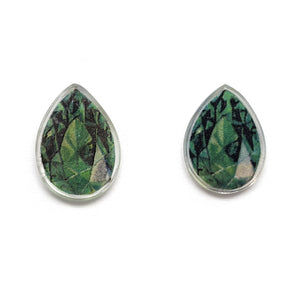 Illustrated Emerald Studs