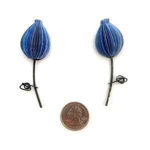 Indigo Blue Blooming Flower Earrings-Earrings-Naoko Yoshizawa-Pistachios