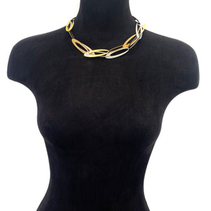 Interlocking Steel and Gold Necklace-Necklaces-Arek Wolski-Pistachios