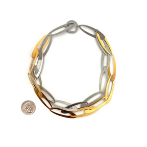 Interlocking Steel and Gold Necklace-Necklaces-Arek Wolski-Pistachios