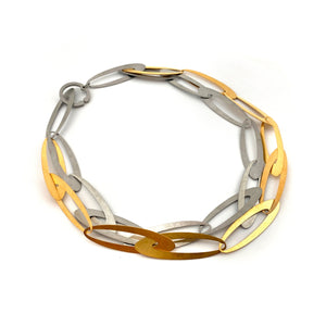 Interlocking Steel and Gold Necklace-Necklaces-Arek Wolski-Pistachios
