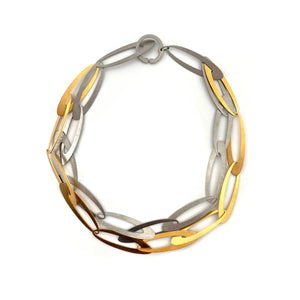 Interlocking Steel and Gold Necklace-Necklaces-Arek Wolski-Pistachios