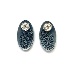 Kinetic Oxidized Silver Earrings-Earrings-So Young Park-Pistachios