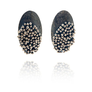 Kinetic Oxidized Silver Earrings-Earrings-So Young Park-Pistachios