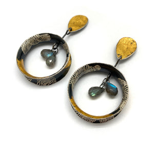 Labradorite Drop Earrings-Earrings-So Young Park-Pistachios
