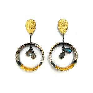 Labradorite Drop Earrings-Earrings-So Young Park-Pistachios