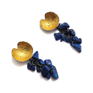 Lapis & Gold Earrings-Earrings-So Young Park-Pistachios