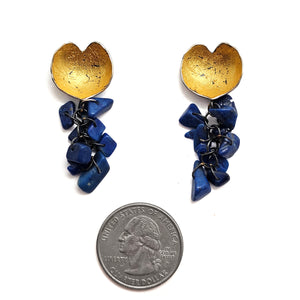 Lapis & Gold Earrings-Earrings-So Young Park-Pistachios