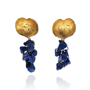 Lapis & Gold Earrings-Earrings-So Young Park-Pistachios