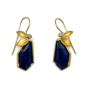 Lapis Leaf Earrings-Earrings-Liaung-Chung Yen-Pistachios