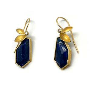Lapis Leaf Earrings-Earrings-Liaung-Chung Yen-Pistachios