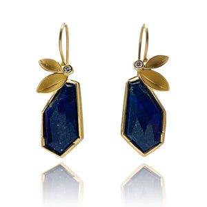 Lapis Leaf Earrings-Earrings-Liaung-Chung Yen-Pistachios