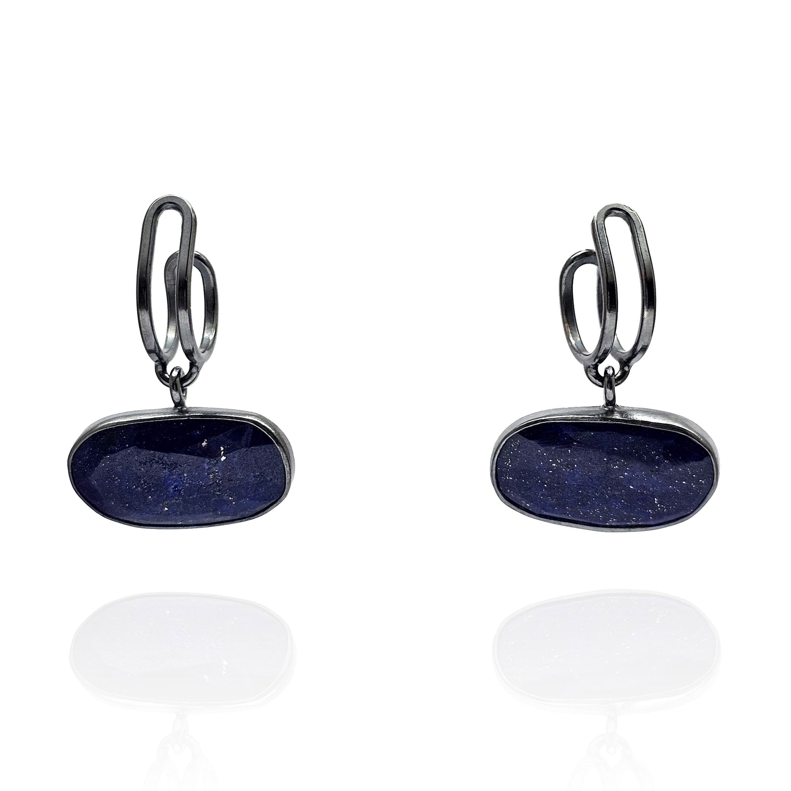 Lapis Link Hoops-Earrings-Emily Rogstad-Pistachios