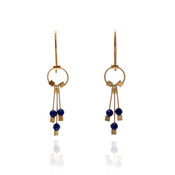 Lapis and Nylon Earrings