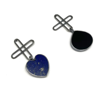 Lapis and Onyx Earrings