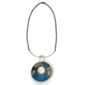 Lapis and Silver Concave Necklace-Necklaces-So Young Park-Pistachios
