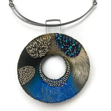 Lapis and Silver Concave Necklace