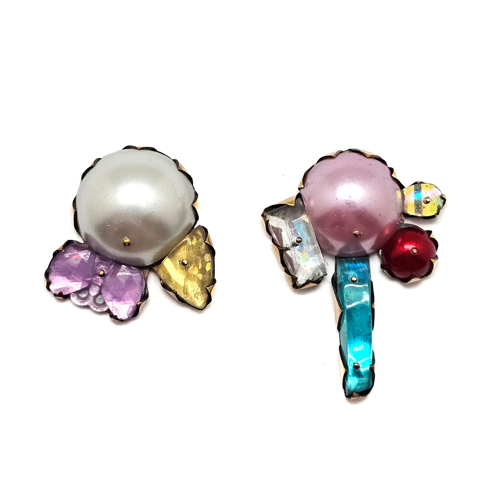 Large Asymmetric Pearl Studs-Earrings-Nikki Couppee-Pistachios