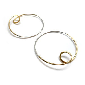 Large Gold and Silver Loop Earrings-Earrings-Claudia Vallejo-Pistachios