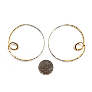 Large Gold and Silver Loop Earrings-Earrings-Claudia Vallejo-Pistachios